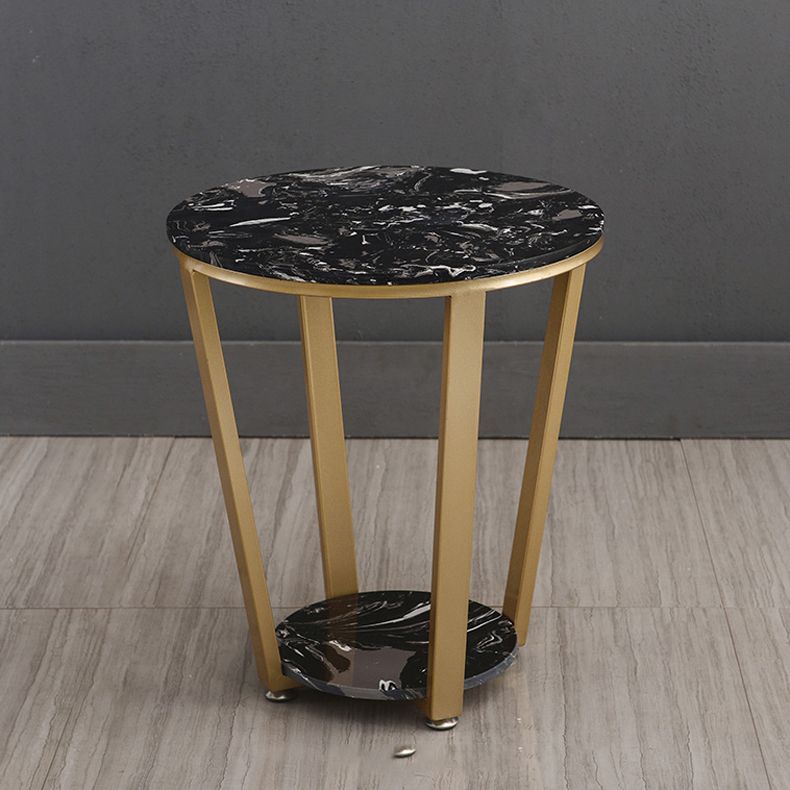 Mesa de acento de mármol con faux contemporáneo Noche 22.83 "Cama de altura con 2 estantes