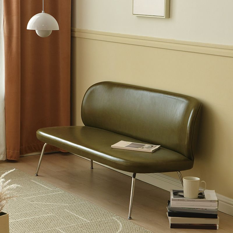 Faux Leather Modern Settee 2-seat Armless Seating in Black/Green Clearhalo 'furn' 'furn_sofas' 'Furniture' 'Living Room Furniture' 'Sofa' 'sofas' 1200x1200_68b9d947-379f-43f8-a978-d374ac7a1ae3