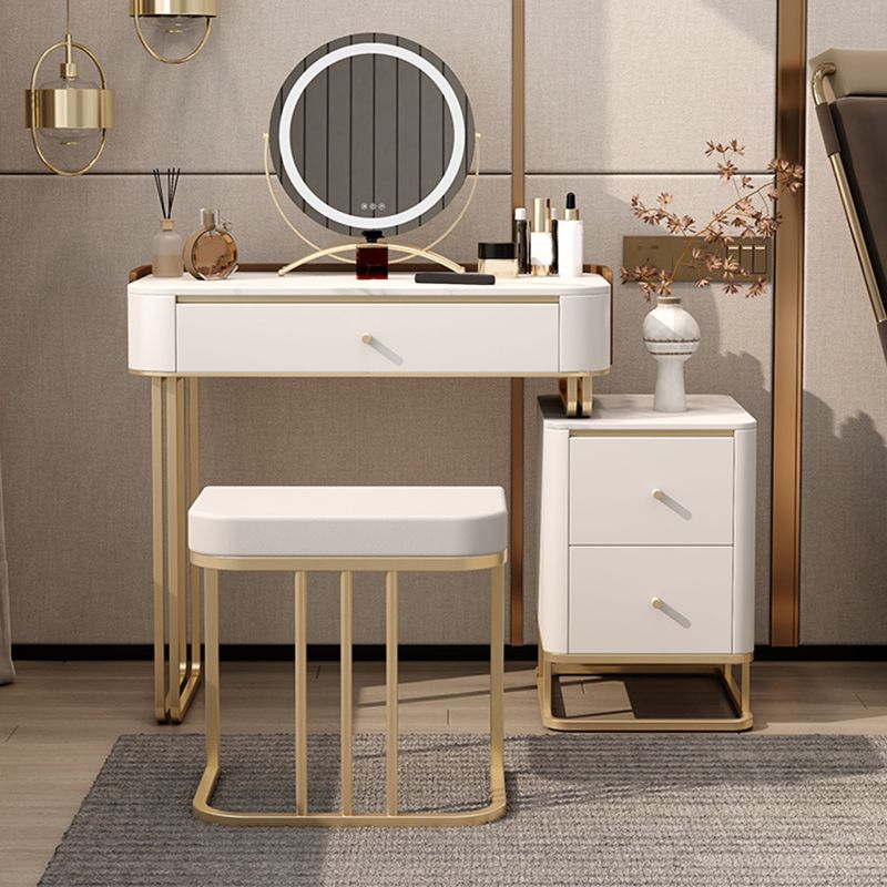 Stone Top Make-up Eitelkeit luxuriöser Metall-Schminktisch in Grau/Weiß