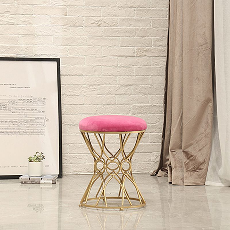 Glam Velvet Ottoman Plain Round Metal Frame Foot Stool Ottoman Clearhalo 'furn' 'furn_ottomans_poufs' 'Furniture' 'Living Room Furniture' 'Ottomans & Poufs' 'ottomans_poufs' 1200x1200_68be31c8-5070-4c2a-84dd-de0f320cb25f