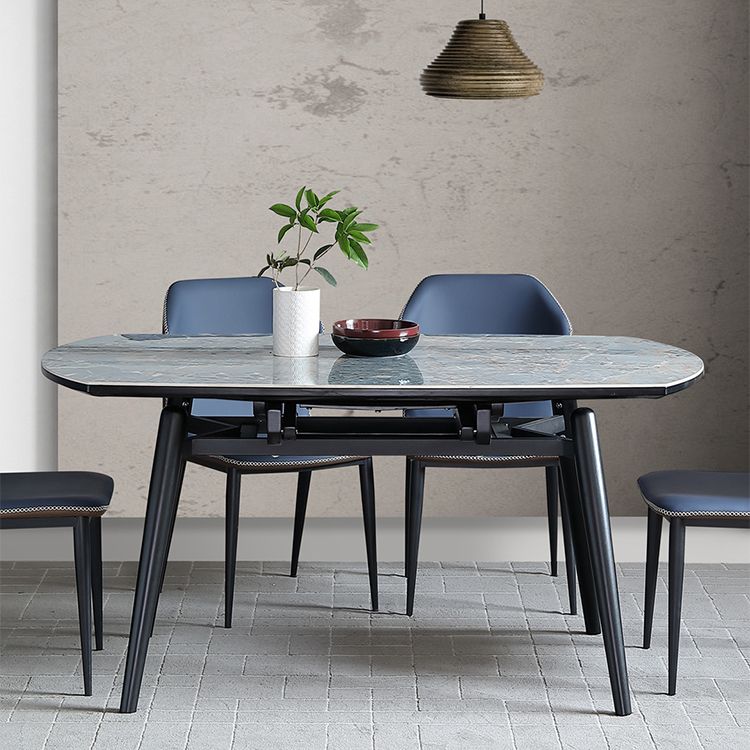 Modern Scalable Dinette Set 1/4/5/7 Pieces Round Blue Sintered Stone Top Dining Table Set Clearhalo 'Dining Room Sets' 'Dining Tables & Seating' 'dining_room_set' 'furn' 'furn_dining_room_set' 'Furniture' 'Kitchen & Dining Furniture' 1200x1200_68bfbe49-b453-4657-8715-ec1c706903ae