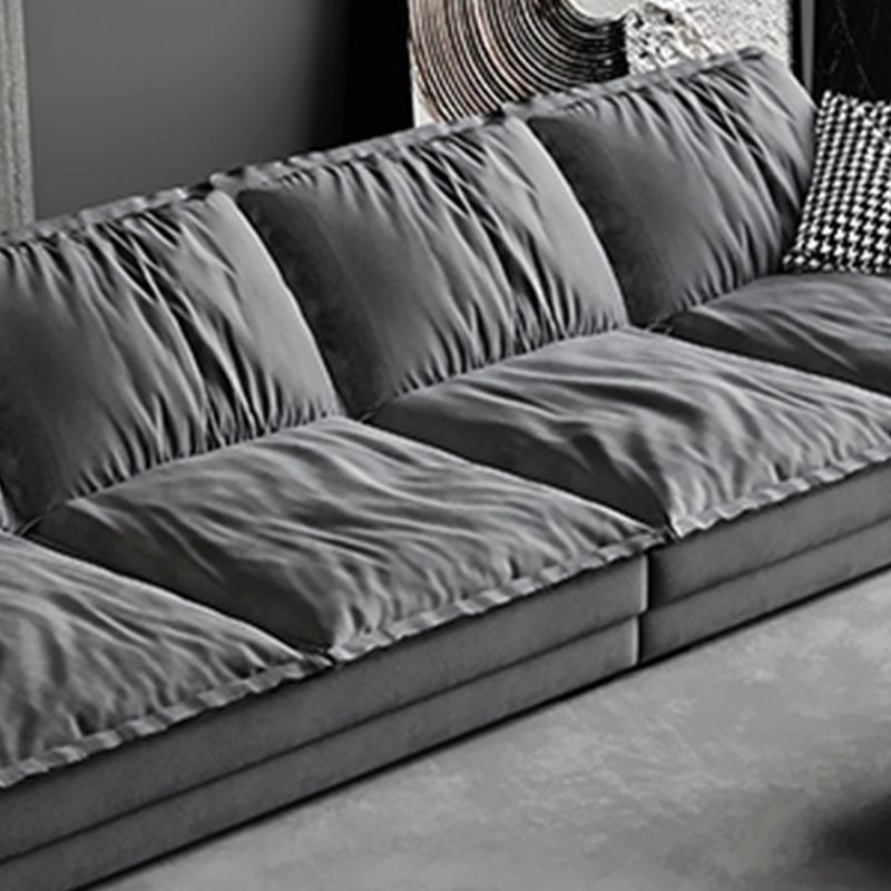 Sofá de cuero con falso gris contemporáneo con brazo superior de almohada para sala de estar