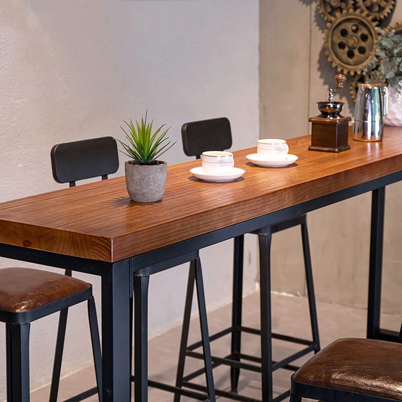 Industrial 1/2/4/7/9 Pieces Bar Table Set Rectangle Bar Table with High Wood Stools Clearhalo 'Bar Furniture' 'furn' 'furn_home_bar_bar_sets' 'Furniture' 'Home Bars & Bar Sets' 'home_bar_bar_sets' 'Kitchen & Dining Furniture' 1200x1200_68c00101-bb9b-4c40-ba84-c877ce74494f