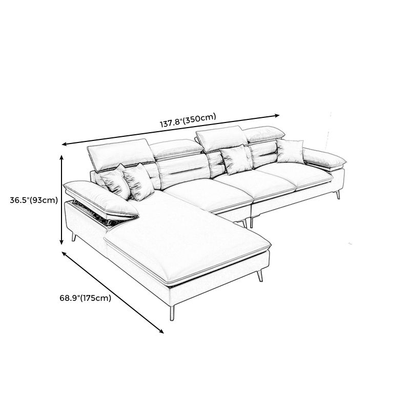 L-Shape Faux leather Pillow Top Arm High Back Sectional with Wear resistant Clearhalo 'furn' 'furn_sectionals' 'Furniture' 'furniture_sectionals' 'kitchen' 'kitchen_sectionals' 'Living Room Furniture' 'Sectionals' 1200x1200_68c058c9-8a3e-4a11-a16e-ef720a13afcc