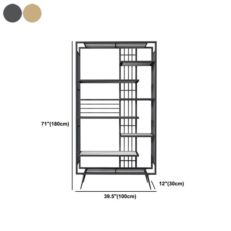 6 open shelves Bookcase Light Luxury Steel Bookshelf for Study Room
