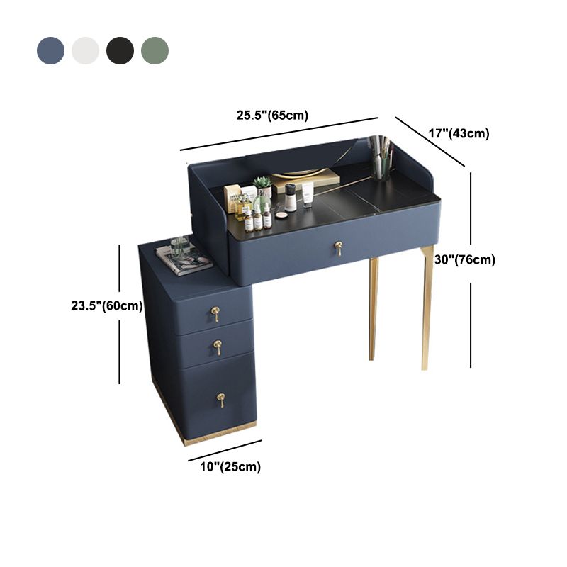 Vanité en pierre et coiffeuse de selles Vanité de maquillage en cuir faux en cuir