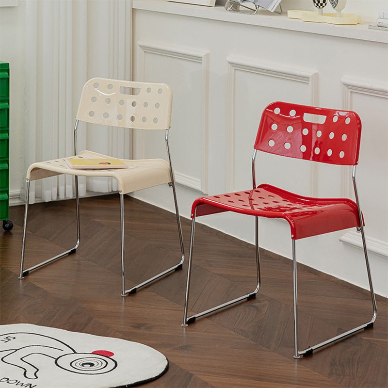 Industrial Armless Kitchen Chair Plastic Open Back Side Dining Chair with Metal Base Clearhalo 'Dining Chairs' 'Dining Tables & Seating' 'dining_chair' 'furn' 'furn_dining_chair' 'Furniture' 'Kitchen & Dining Furniture' 1200x1200_68c0e2ac-ab6a-4a15-8b49-6235fb5b6a0b