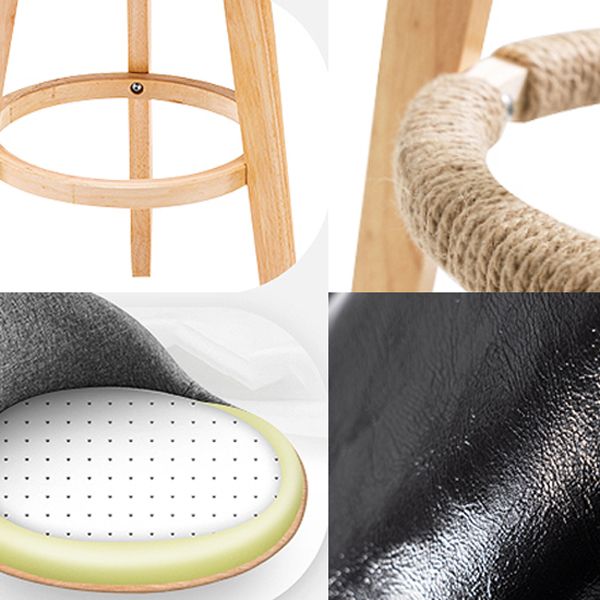 Scandinavia Style Bar-stool Wooden Legs Round Seat with Low Back Barstool Clearhalo 'Bar Furniture' 'Bar Stools' 'bar_stools' 'furn' 'furn_bar_stools' 'furniture_bar_stools' 'Kitchen & Dining Furniture' 'kitchen&dining_furn' 'kitchen' 'kitchen_furn' Furniture' 1200x1200_68c14b09-5b0f-498a-a38a-daf6a9934a77