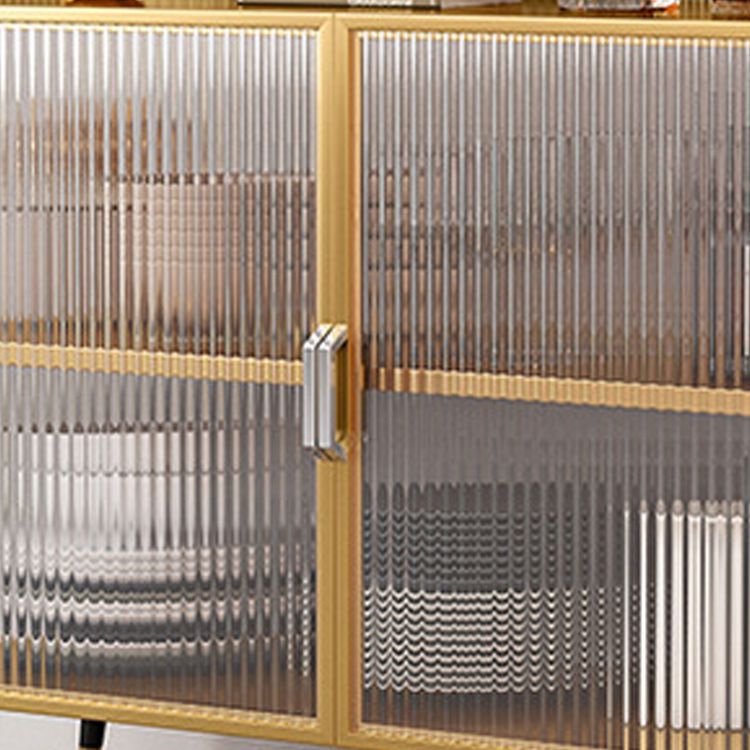 Glam Metal Curio Curio Porte di vetro Visualizza mobile per soggiorno per soggiorno