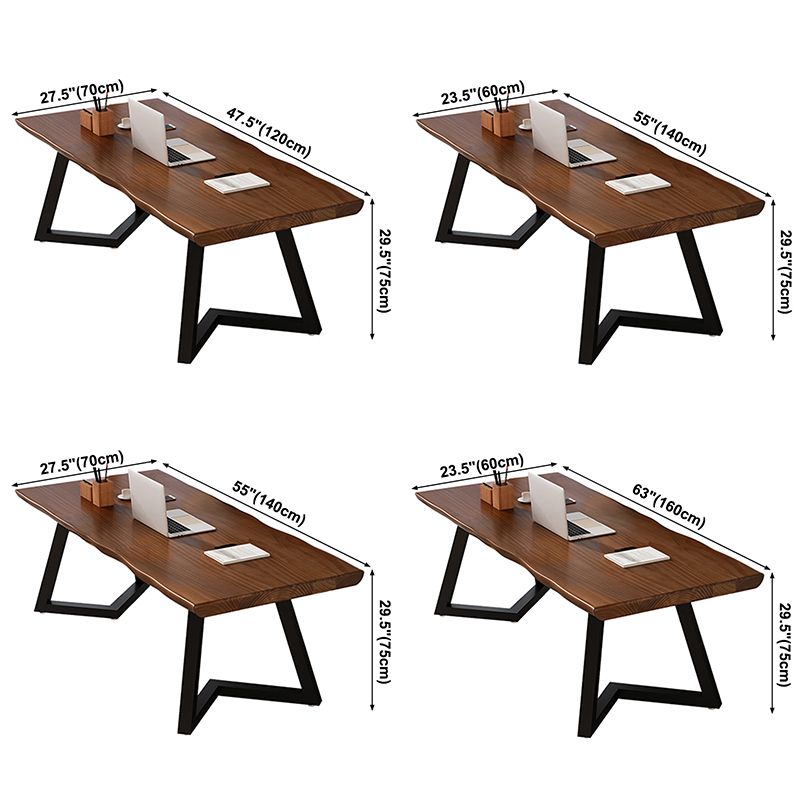 Rectangle Double Pedestal Industrial Dining Table Wood Color Fixed Table of Solid Wood Clearhalo ' dining_table' 'Dining Tables & Seating' 'Dining Tables' 'furn' 'furn_dining_table' 'Furniture' 'furniture_dining_table' 'Kitchen & Dining Furniture' 'kitchen&dining_furn' 'kitchen' 'kitchen_dining_table' 1200x1200_68c6552c-66f0-41f3-8ff7-d842d3a919a9