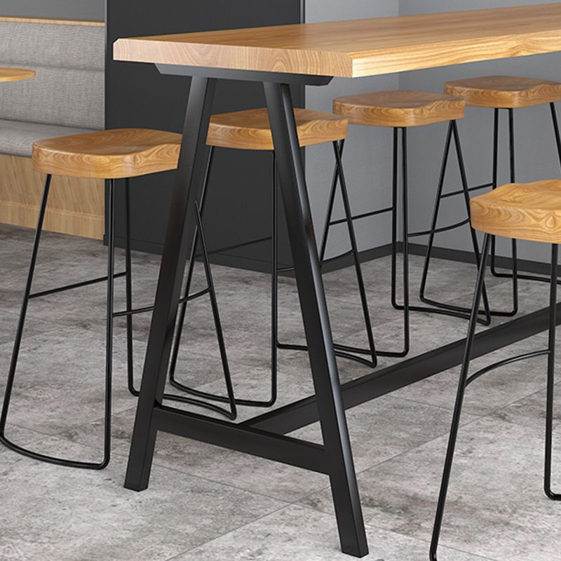 Rectangular Bar Height Table Black Legs and Metal Base Bistro Pub Table Clearhalo 'Bar Furniture' 'Bar Tables' 'bar_tables' 'furn' 'furn_bar_tables' 'Furniture' 'Kitchen & Dining Furniture' 1200x1200_68c9842d-0c63-47ba-b264-8040c7bd1bd5