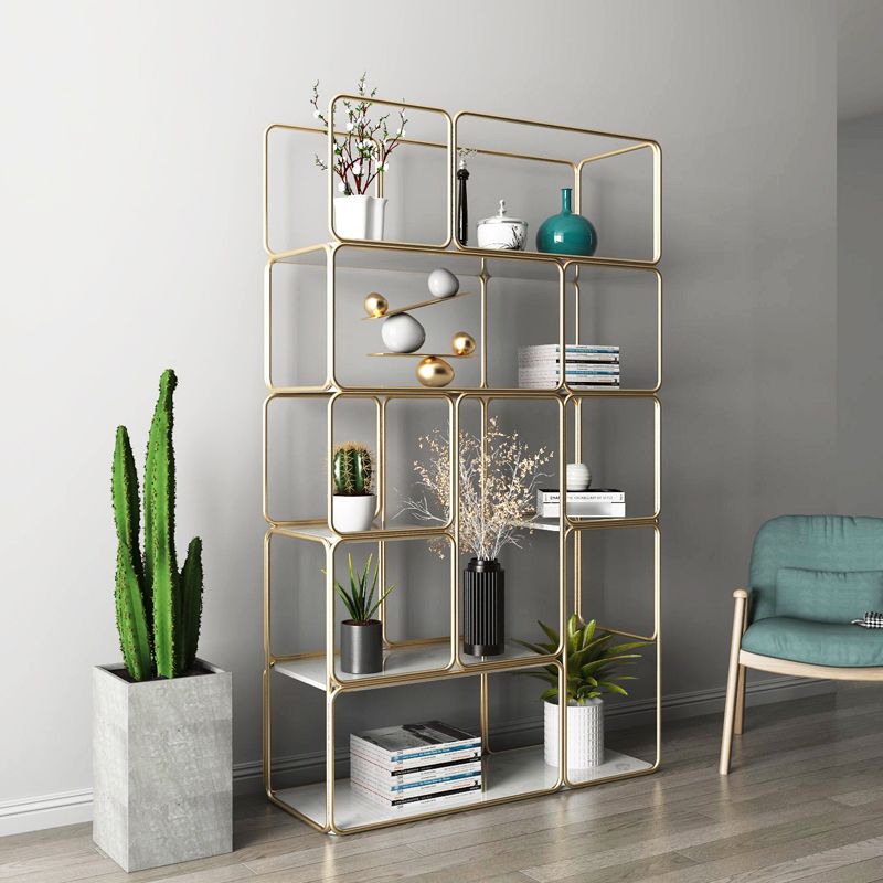 Glam Style Metal Bookshelf Etagere Shelf Bookcase for Home Office Clearhalo 'Bookcases' 'furn' 'furn_bookcases' 'Furniture' 'furniture_bookcases' 'Office Furniture' 1200x1200_68caa409-9044-4f16-8ba1-9b04791020c2