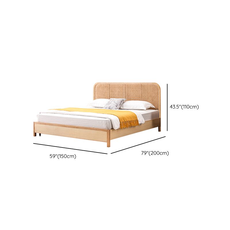 カスタムゴールドレッグ付きのソリッドウッドパネルベッドトロピカル標準ベッド