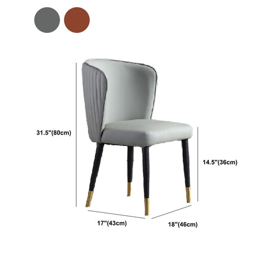 Sillas de comedor naranja y gris silla lateral de cuero sintética