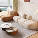 Minimalist 27.6-In H Sofa and Chaise Brown & Beige Sofa with One Side Arm Clearhalo 'furn' 'furn_sectionals' 'Furniture' 'Living Room Furniture' 'Sectionals' 1200x1200_68d242e5-2c49-4bed-a3db-ea305dbe9a99