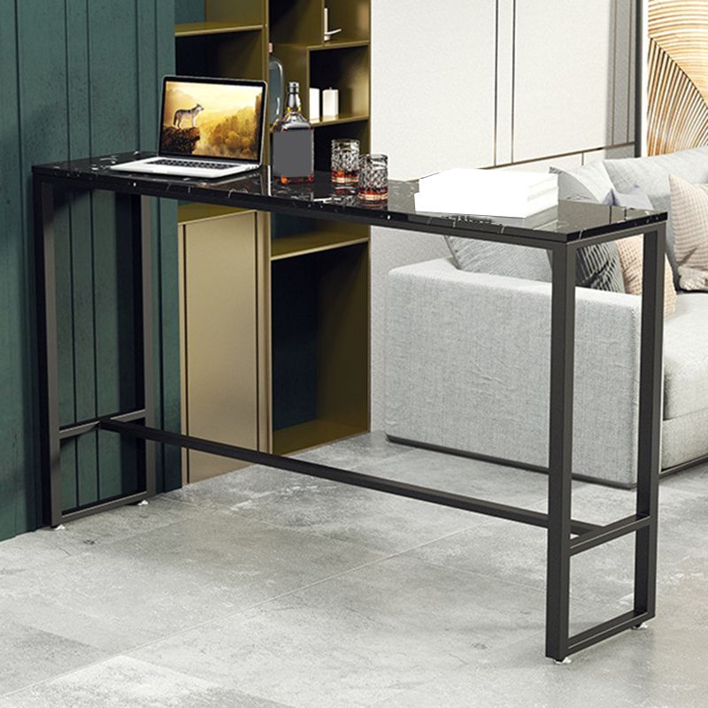 Mesa de bar industrial, altura de barra rectangular, mesa de pub con tapa de piedra para interiores