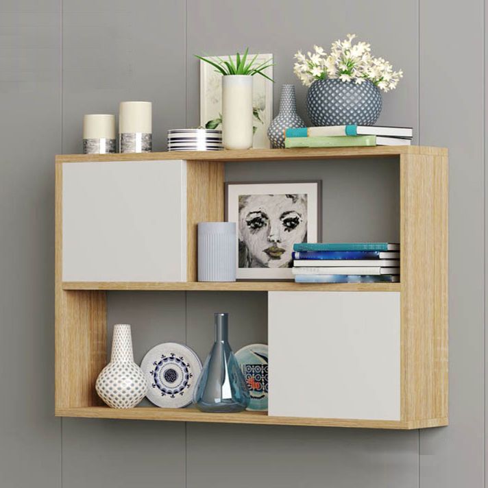 Modern Engineered Wood Bookcase, Geometric Bookshelf for Any Room, 25.5" H