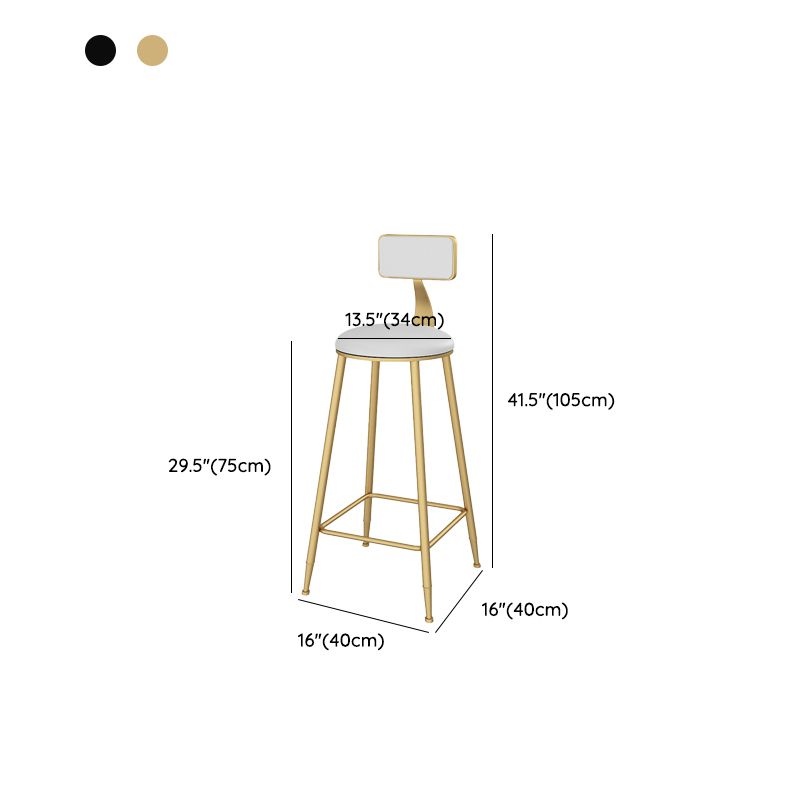 Lage rug faux lederen eetgelegen krukeloze barkrukken met metalen basis