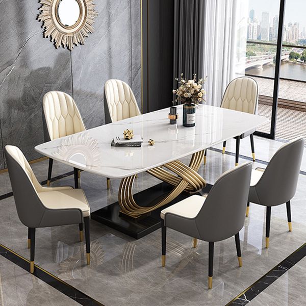 1/4/5/7 Pieces Rectangular Dining Set Luxurious Sintered Stone Top Dinette Table Set Clearhalo 'Dining Room Sets' 'Dining Tables & Seating' 'dining_room_set' 'furn' 'furn_dining_room_set' 'Furniture' 'Kitchen & Dining Furniture' 1200x1200_68da3260-3288-476f-9e2c-6b7600bd6219