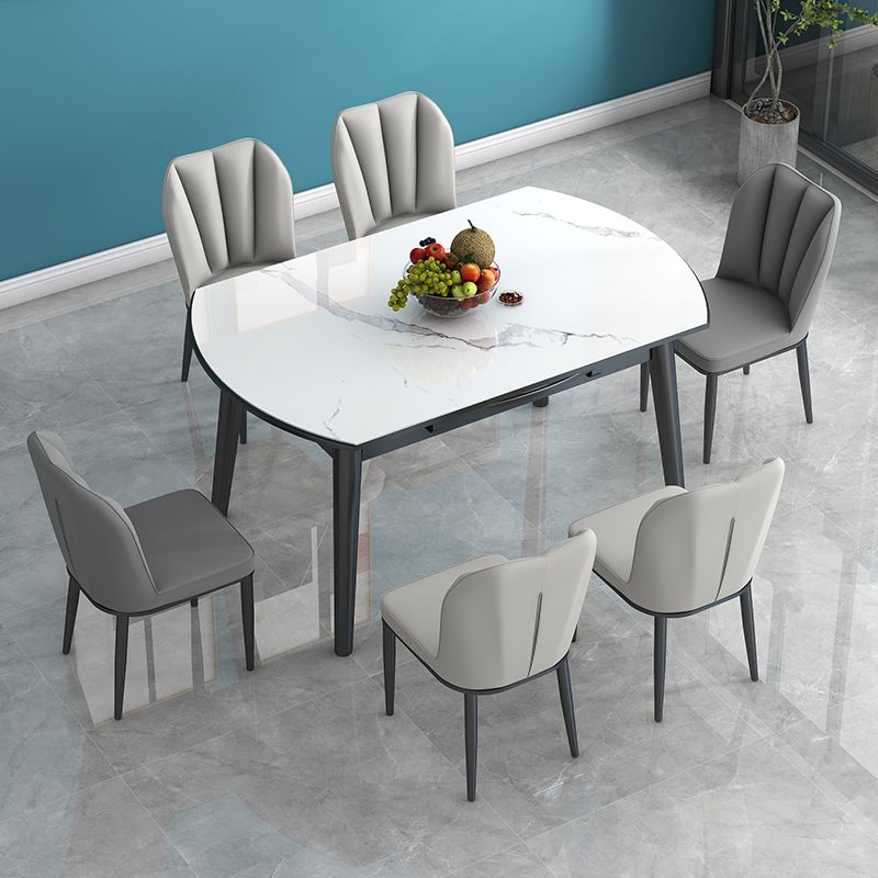 Modern Style Sintered Stone Dining Table Round Drop-Leaf Table with Wooden Base Clearhalo ' dining_table' 'Dining Tables & Seating' 'Dining Tables' 'furn' 'furn_dining_table' 'Furniture' 'furniture_dining_table' 'Kitchen & Dining Furniture' 'kitchen&dining_furn' 'kitchen' 'kitchen_dining_table' 1200x1200_68daa3a9-e595-4571-a2b6-da5c7d678326