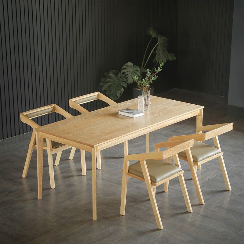 Modern 1/2/3/4/5 Pieces Dining Set Rectangle Solid Wood Legs Dinette Set in Natural Clearhalo 'Dining Room Sets' 'Dining Tables & Seating' 'dining_room_set' 'furn' 'furn_dining_room_set' 'Furniture' 'Kitchen & Dining Furniture' 1200x1200_68dc351d-13b0-46c2-b278-52d7ff2ebb57