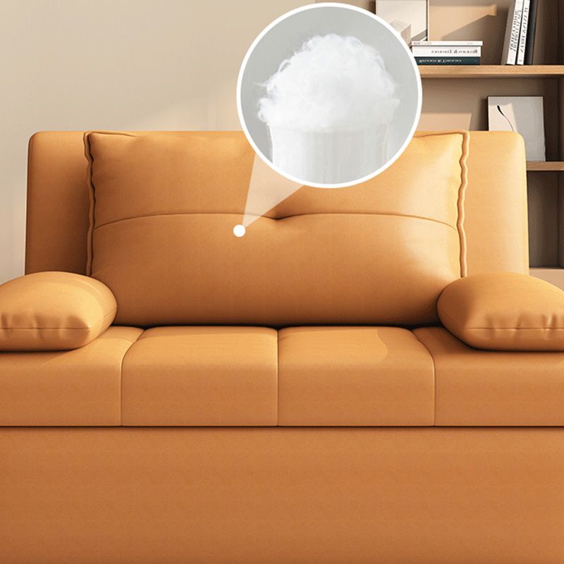 Modern Sofa Bed, Orange Faux Leather Futon and Mattress with Storage Clearhalo 'furn' 'furn_futons' 'Furniture' 'Futons & Daybeds' 'Futons' 'Living Room Furniture' 1200x1200_68dc4479-bf04-49bc-bf7d-3af7d99e27f0