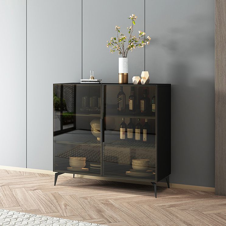 Stile sideboard in vetro moderno in stile sala da pranzo 36,6 "h buffet server in nero
