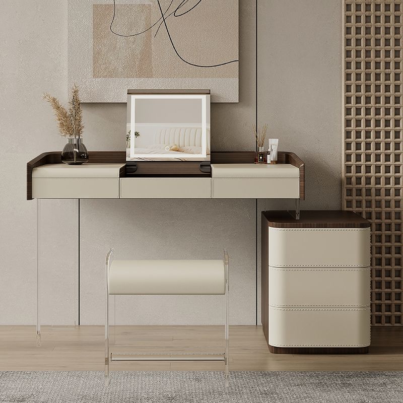 Tavolo da toeletta da toeletta in legno per trucco a flip-top con 5 cassetti