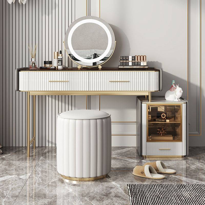 Make-up Vanity Set, Table With Glass Top & Soft Close Drawers Clearhalo 'Bedroom Furniture' 'furn' 'furn_makeup_vanities' 'Furniture' 'Makeup Vanities' 'makeup_vanities' 1200x1200_68e1d307-4824-4492-b996-6068eeec9fbd