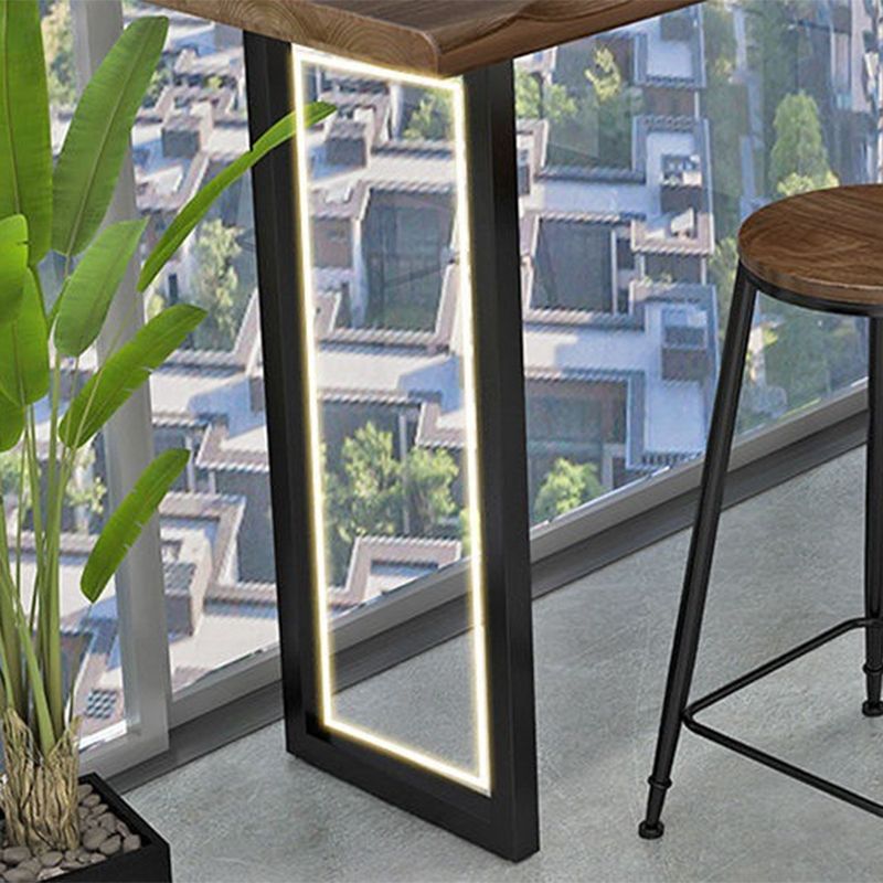 Mesa de bar de estilo industrial Mesa de comedor de barra con pedestal doble de madera maciza de pino