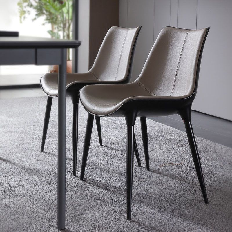 Modern Parsons Armless Chairs Leather Curved Dining and Accent Chairs Clearhalo 'Dining Chairs' 'Dining Tables & Seating' 'dining_chair' 'furn' 'furn_dining_chair' 'Furniture' 'Kitchen & Dining Furniture' 1200x1200_68e512db-1816-4d26-9b42-a1ad34f063af