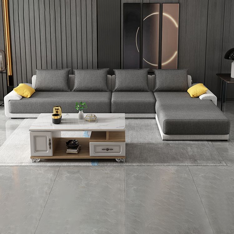 Contemporary Loose Back Removable Cushions Sofa with Reversible Chaise for Living Room Clearhalo 'furn' 'furn_sectionals' 'Furniture' 'furniture_sectionals' 'kitchen' 'kitchen_sectionals' 'Living Room Furniture' 'Sectionals' 1200x1200_68e535ad-829d-4239-ac40-01e498ffbbce