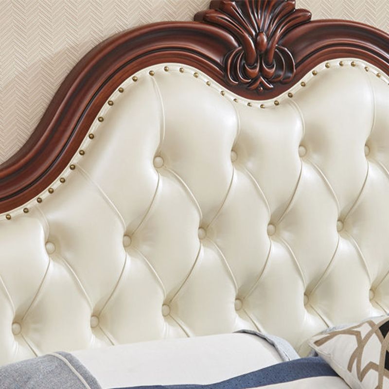 84.65 inch Wide Victorian Bed Rubberwood Bed Frame with Upholstered Headboard Clearhalo 'Bedroom Furniture' 'Beds' 'furn' 'furn_beds' 'Furniture' 1200x1200_68e56bf8-3937-40b7-93cd-0196c5428edd