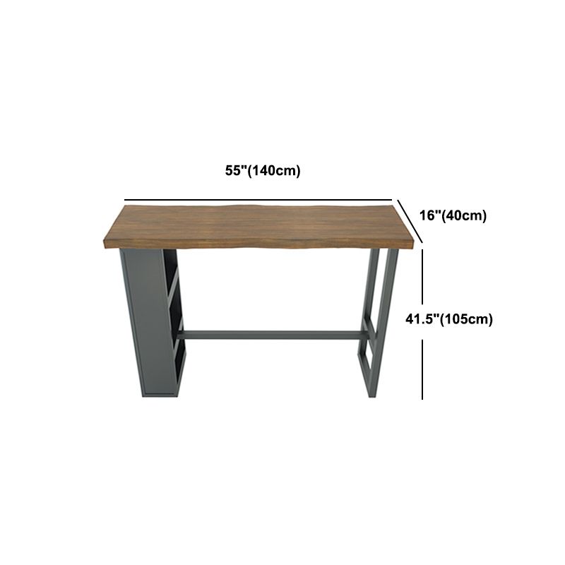 Pine Wood Bar Dining Table Modern Rectangle Bar Table with Trestle for Kitchen