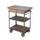 35.43" High Rolling Industrial Kitchen Trolley Wooden Kitchen Trolley for Dining Room Clearhalo 'furn' 'furn_kitchen_islands_carts' 'Furniture' 'Kitchen & Dining Furniture' 'Kitchen Islands & Carts' 'kitchen_islands_carts' 1200x1200_68e5bc3c-4a38-4d31-aaad-f0adaaddb8f6
