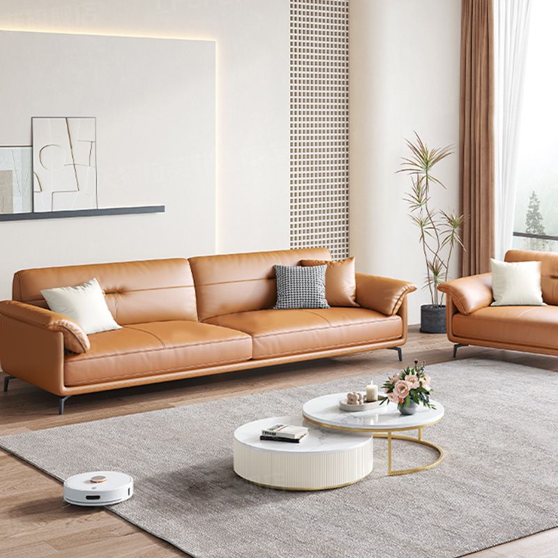 Sofa de canapé en cuir en cuir en cuir en cuir en housse de style nordique en orange pour l'appartement