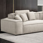 Modern White Cushions Square Arm Living Room Genuine Leather Seating