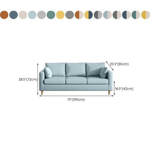 Modern 3-Seater 28.34" H Faux Leather Square Arm Sofa with 2 Pillows Clearhalo 'furn' 'furn_sofas' 'Furniture' 'Living Room Furniture' 'Sofa' 'sofas' 1200x1200_68e74b86-a60a-462e-909a-5caf8328f577