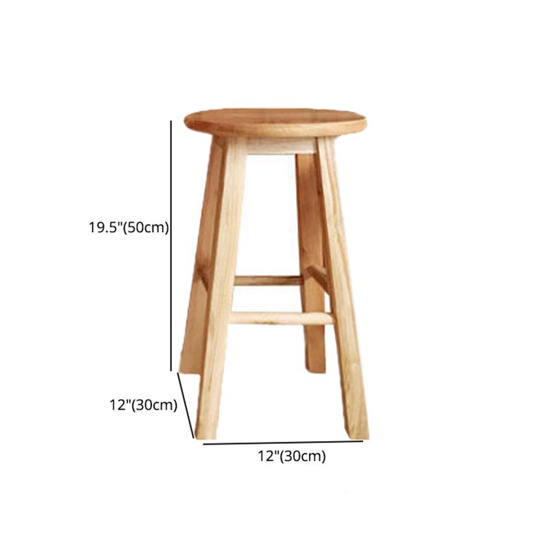 Modern Style Solid Wood Bar Stool with Footrest Milk Tea Shop Round Bar Stool 32 Inches Clearhalo 'Bar Furniture' 'Bar Stools' 'bar_stools' 'furn' 'furn_bar_stools' 'furniture_bar_stools' 'Kitchen & Dining Furniture' 'kitchen&dining_furn' 'kitchen' 'kitchen_furn' Furniture' 1200x1200_68e79fd5-e0b3-4275-9dd9-4420d876e2e2