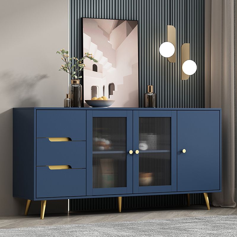 3-Drawer Engineered Wood Sideboard Modern Glass Doors Cabinets Credenza for Living Room Clearhalo 'buffet_sideboard' 'Buffets & Sideboards' 'furn' 'furn_buffet_sideboard' 'Furniture' 'furniture_buffet_sideboard' 'Kitchen & Dining Furniture' 1200x1200_68e7a74a-b671-4c17-ab1f-d354537fe294