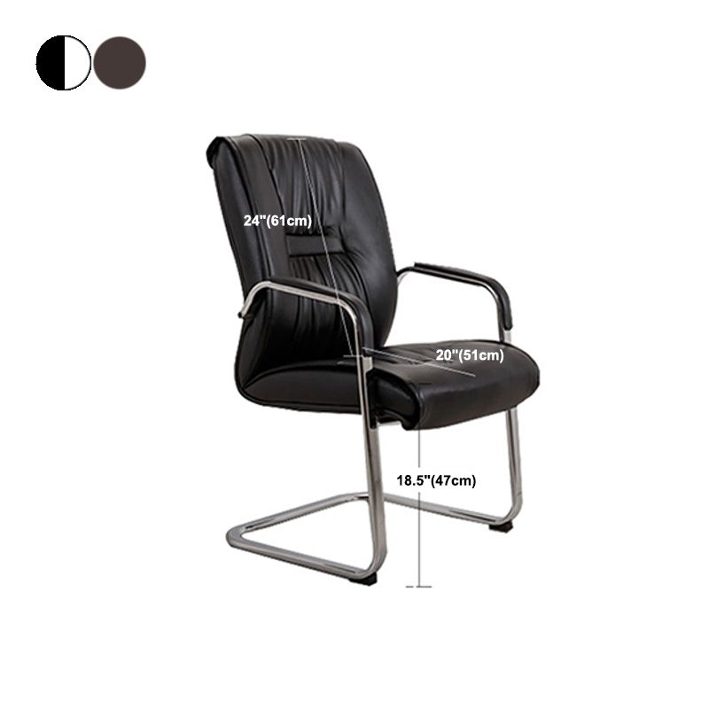 Faux Leather Executive Chair No Wheels Modern Office Chair with Fixed Arms Clearhalo 'furn' 'furn_office_chair' 'Furniture' 'Office Chairs' 'Office Furniture' 'office_chair' 1200x1200_68e9383a-aeb6-476f-b1b2-b7a8f9803c2e