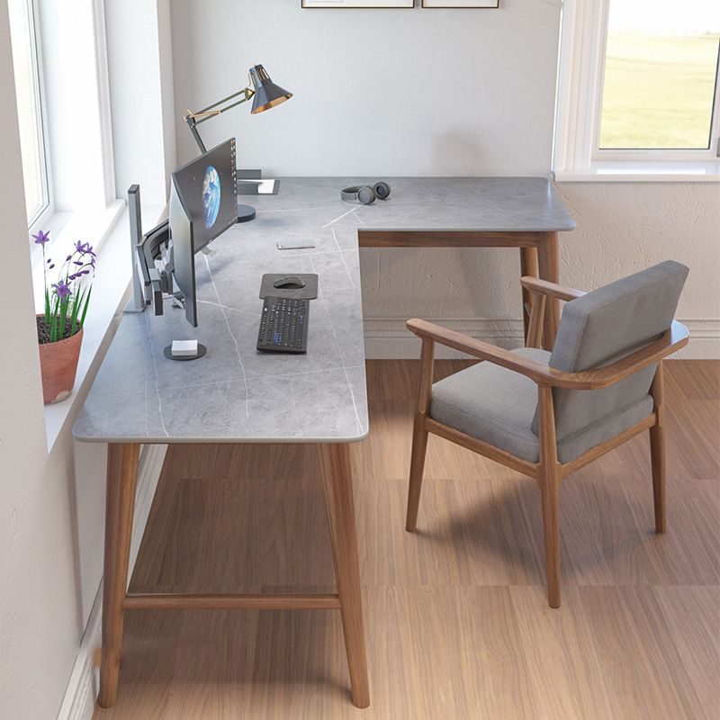 Scrivania per uffici di pietra contemporanea scrivania a l-forma per ufficio