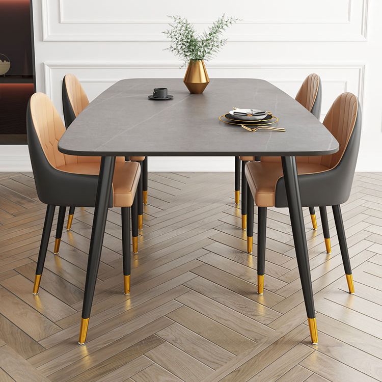 Modern Rectangle Dining Table Set 1/2/5/7 Pieces Grey Sintered Stone Top Dinette Set Clearhalo 'Dining Room Sets' 'Dining Tables & Seating' 'dining_room_set' 'furn' 'furn_dining_room_set' 'Furniture' 'furniture_dining_room_set' 'Kitchen & Dining Furniture' 1200x1200_68eed11f-5480-45aa-ba9d-391eab0df79c