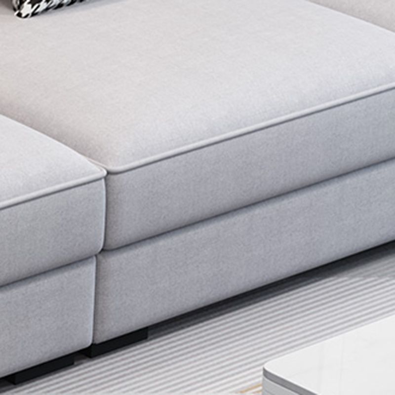 Left Facing Sofa Faux Leather/Linen L-shape 4-seat Sectionals with Chaise Clearhalo 'Furniture' 'furniture_sectionals' 'Living Room Furniture' 'Sectionals' 1200x1200_68ef04e2-1c6b-4eaa-997c-de79564b6a24