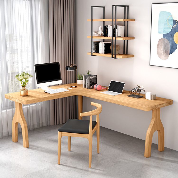 Contemporary Style L-Shape Home Wrting Desk Simple Solid Wood Working Writing Desk Clearhalo 'furn' 'furn_office_desk' 'Furniture' 'Office Desks' 'Office Furniture' 'office_desk' 1200x1200_68ef402b-04fb-42fe-8565-8b183b0c6e1e
