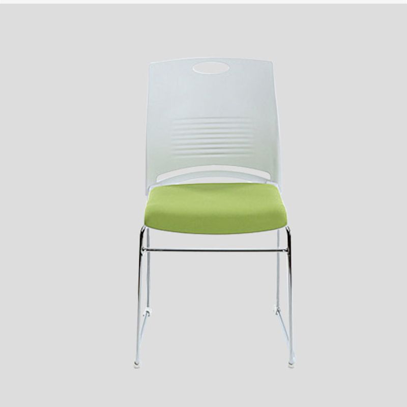 Silla de escritorio contemporánea de 18" de ancho, color blanco, sin ruedas, silla de oficina
