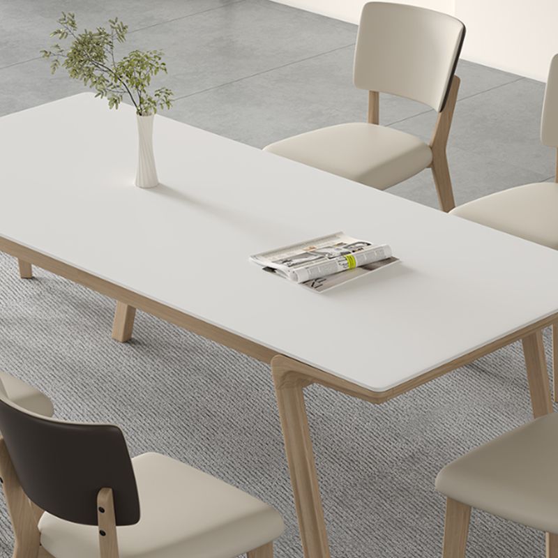 Mesa de comedor rectangular de madera maciza con 4 patas, mesa de comedor para comedor