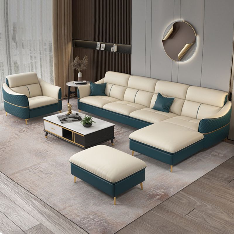 Glam Style Sofa Bed with Padded Leather and White Upholstery Sofa Clearhalo 'furn' 'furn_sectionals' 'Furniture' 'Living Room Furniture' 'Sectionals' 1200x1200_68fa14c2-fe70-4381-8b27-80741f562488
