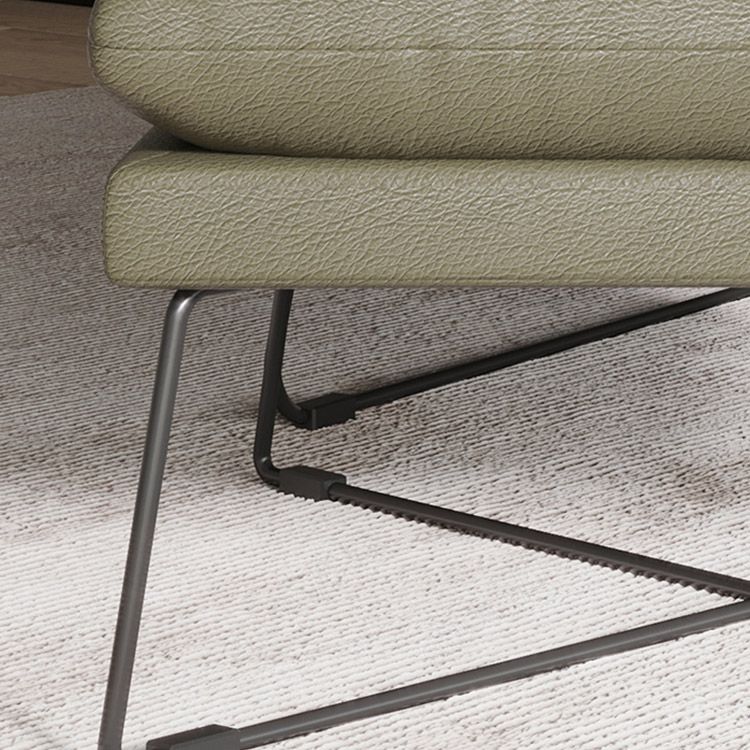 Metalen frame standaard ligstoel vaste kleur lederen reclinner stoel met poef