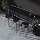 Industrial Black Wood Bar Table with Rectangle Table Top Silver Trestle Table - 42" H Clearhalo 'Bar Furniture' 'Bar Tables' 'bar_tables' 'furn' 'furn_bar_tables' 'Furniture' 'furniture_bar_tables' 'Kitchen & Dining Furniture' 1200x1200_68fda0e2-93fb-4e4c-bc86-e87987006008